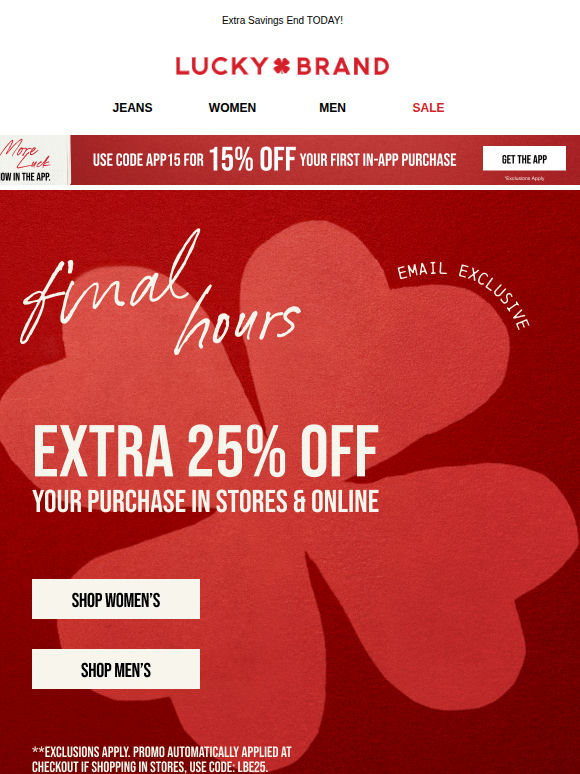 For You: 30% Off Denim + EXTRA 25% Off