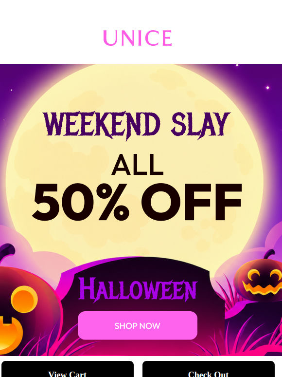 All wigs are 50% off while the weekend sale lasts.