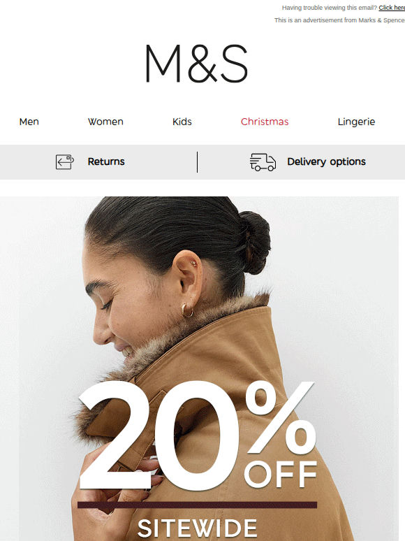 Don't miss 20% off across everything