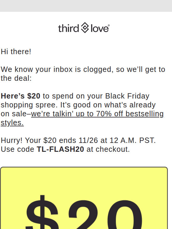 FLASH SALE ⚡ $20 For You to Spend