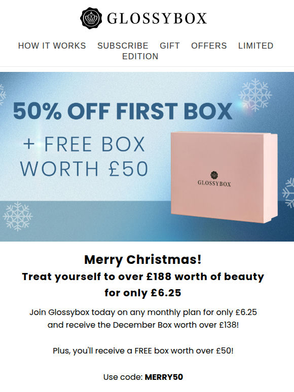 Because It’s Christmas 🎁 50% Off First Box + a FREE Box