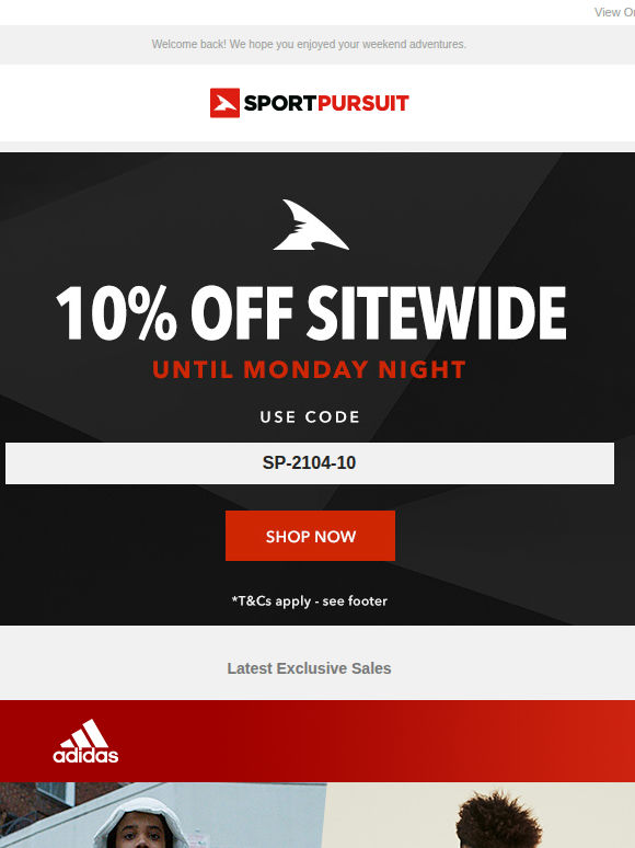 Up to 68% Off: Adidas | Veloforte Nutrition | Lacoste | Vulpine Clothing | Down Jackets