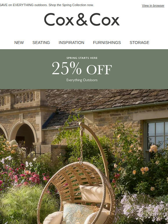 25% OFF brand new & bestselling outdoor designs