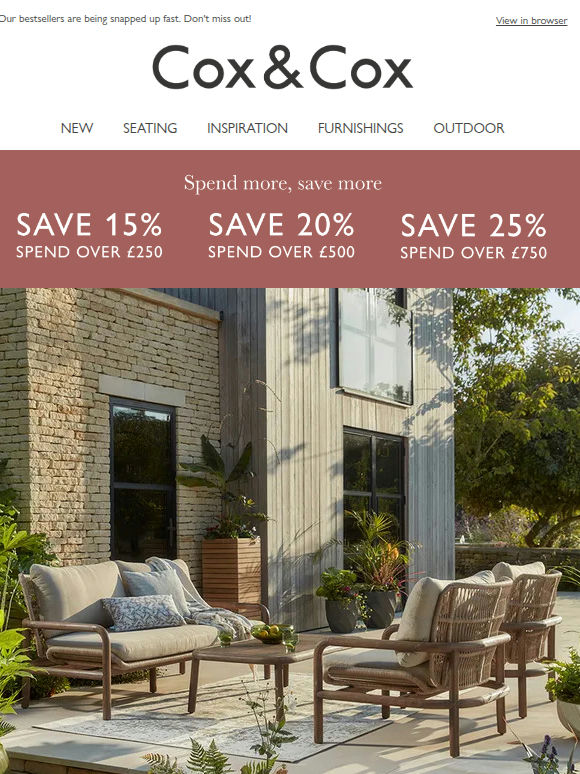 Up to 25% off EVERYTHING - Shop spring savings today!