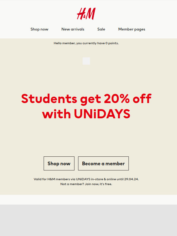 Ending soon - 20% off UNiDAYS