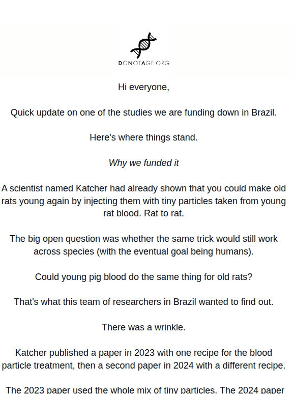 Update on the rejuvenation study we are funding