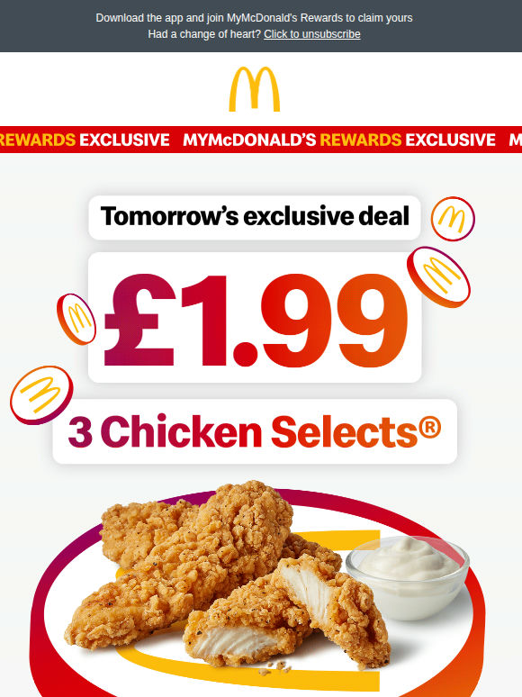 3 Chicken Selects®, £1.99 🔥 