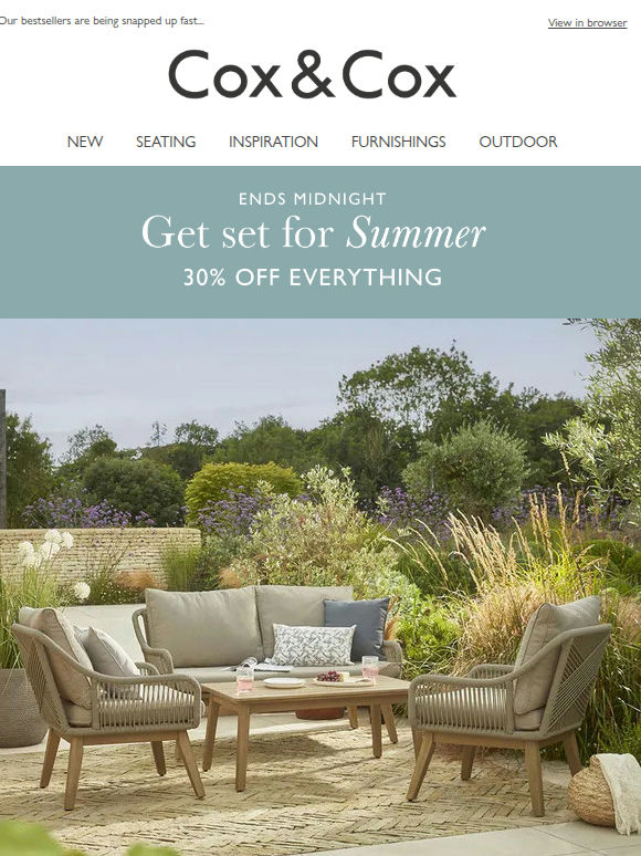 Don't miss out - 30% off ALL full priced items ends midnight!