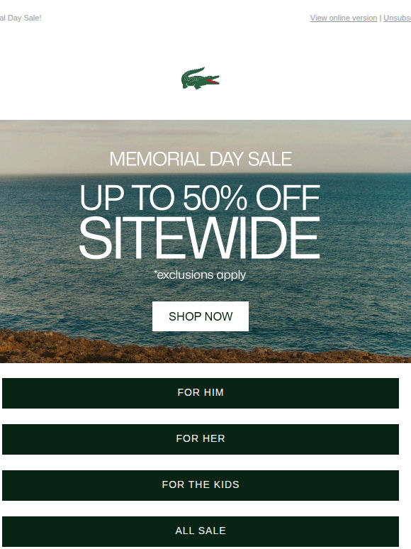 There's Still Time. Save up to 50% OFF SITEWIDE.
