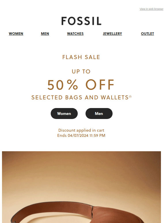 Up to 50% off Bags + Wallets