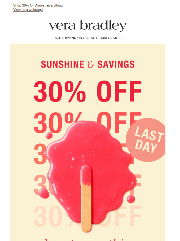 Last day! 30% off sunshine & savings