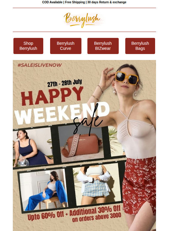 Woohoo! 🎉 Berrylush Weekend Sale is ON!