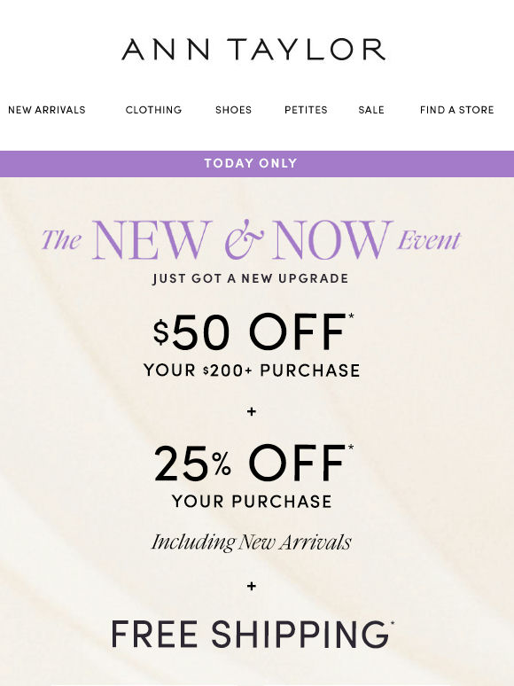 You’ve Been Upgraded: Free Shipping + $50 Off Your $200+ Purchase!