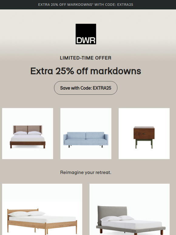 Bedroom markdowns: up to 50% off