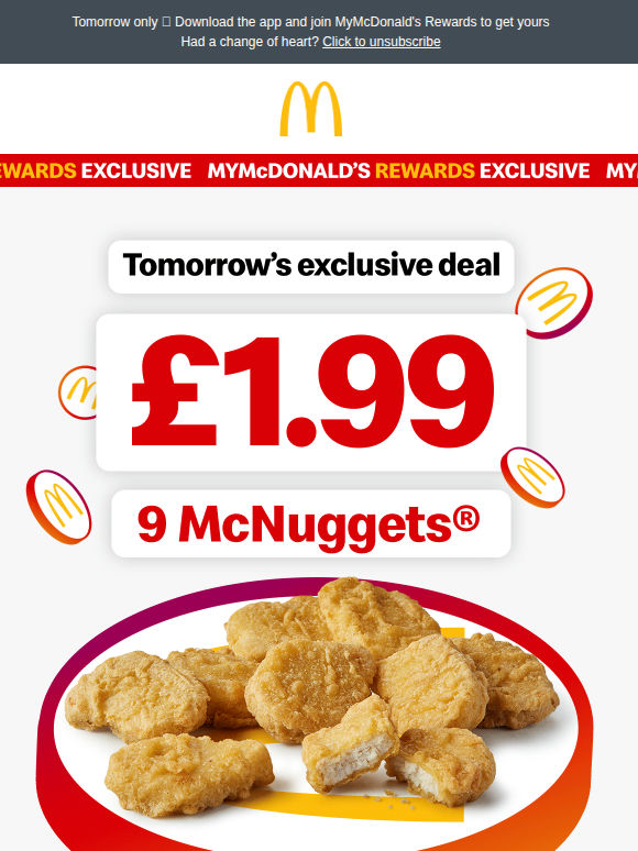Get 9 McNuggets® for £1.99