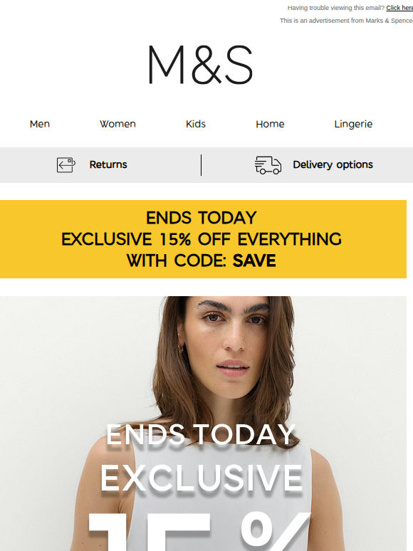 Ends tonight: your exclusive 15% off