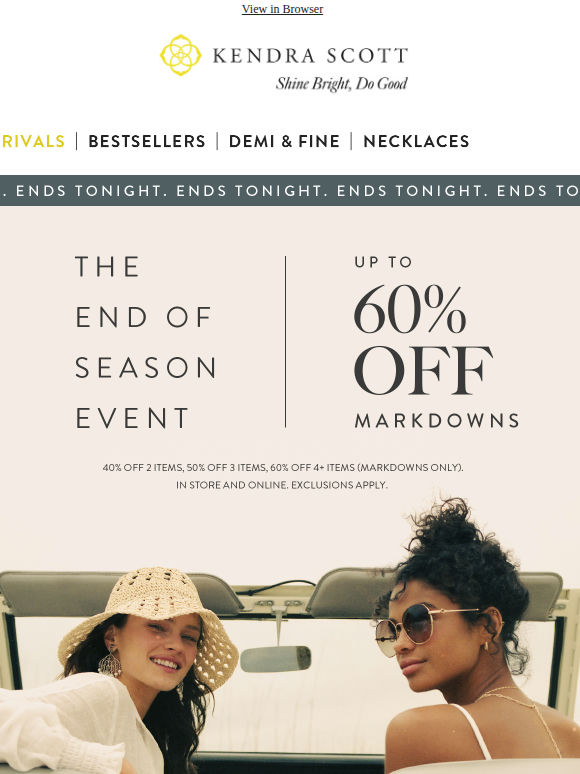 Up to 60% Off Sale Ends Tonight
