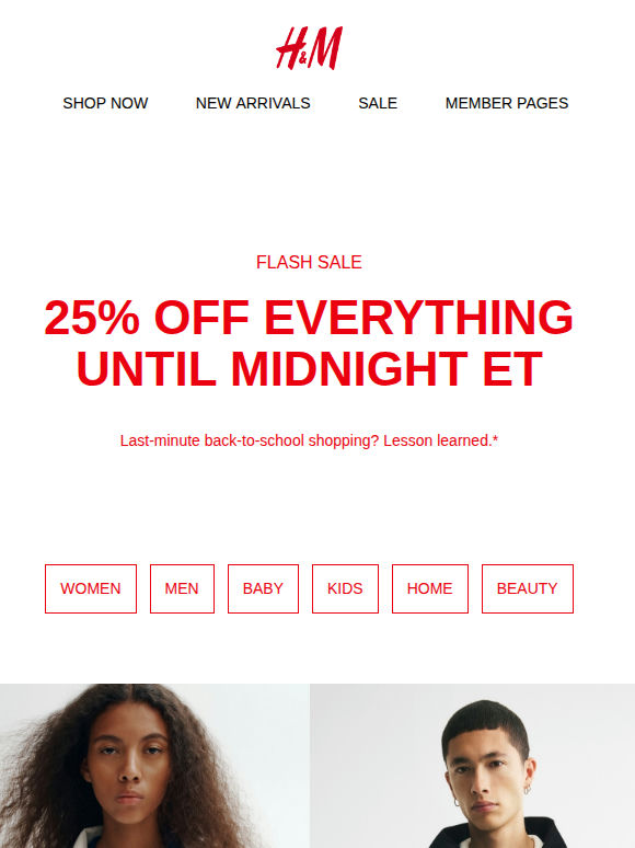 25% off flash sale starts now