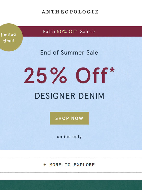 25% OFF designer denim