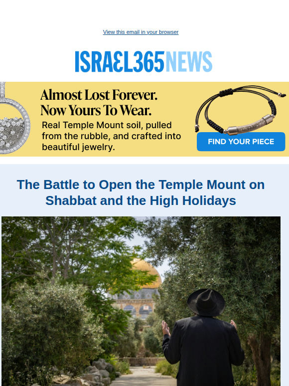 The Battle to Open the Temple Mount on Shabbat and the High Holidays and Today's Top Stories