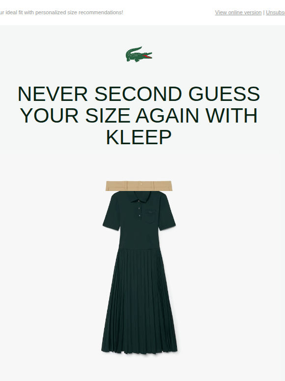 KLEEP: Never Second Guess Your Size Again.