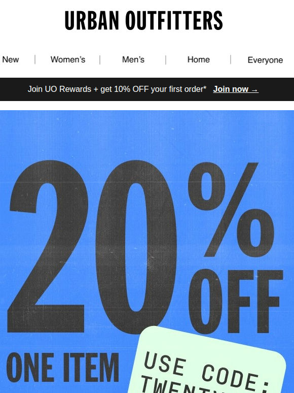 20% OFF ONE ITEM NOW EXTENDED 🔊