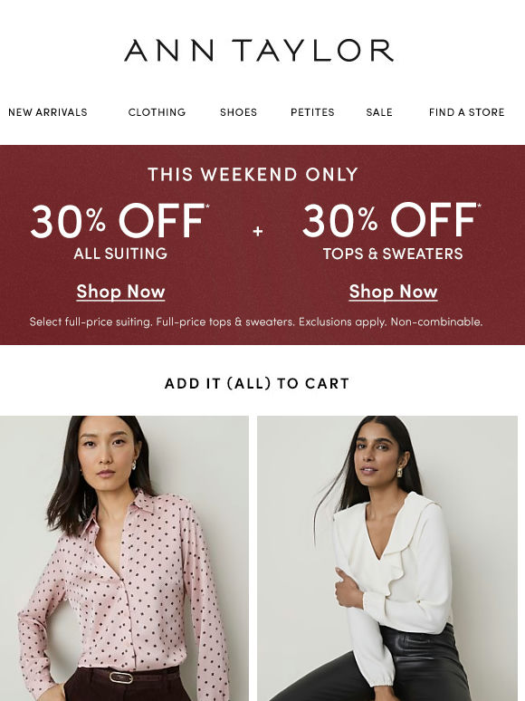 Attention! All Suiting Is 30% Off*