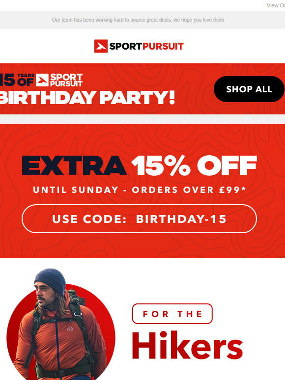 Extra 15% OFF Your Favourite Sports