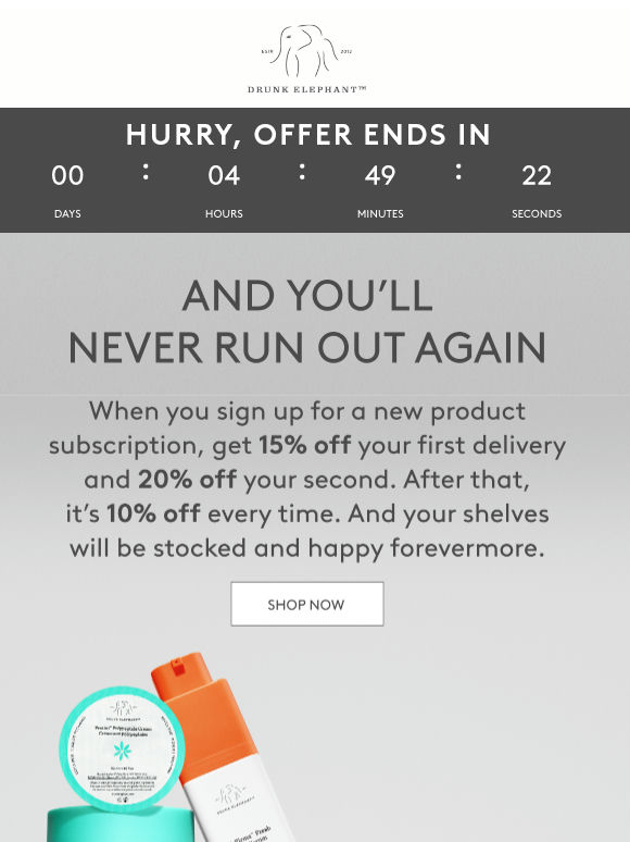 15% off is leaving us...