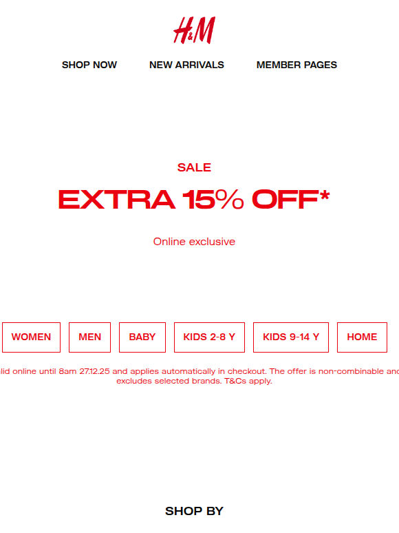 Extra 15% off sale | Online exclusive