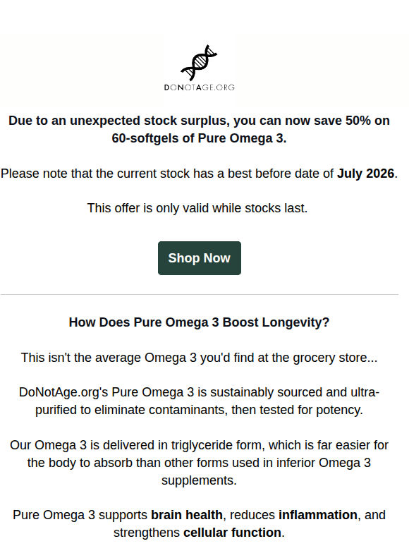Save 50% On Pure Omega 3