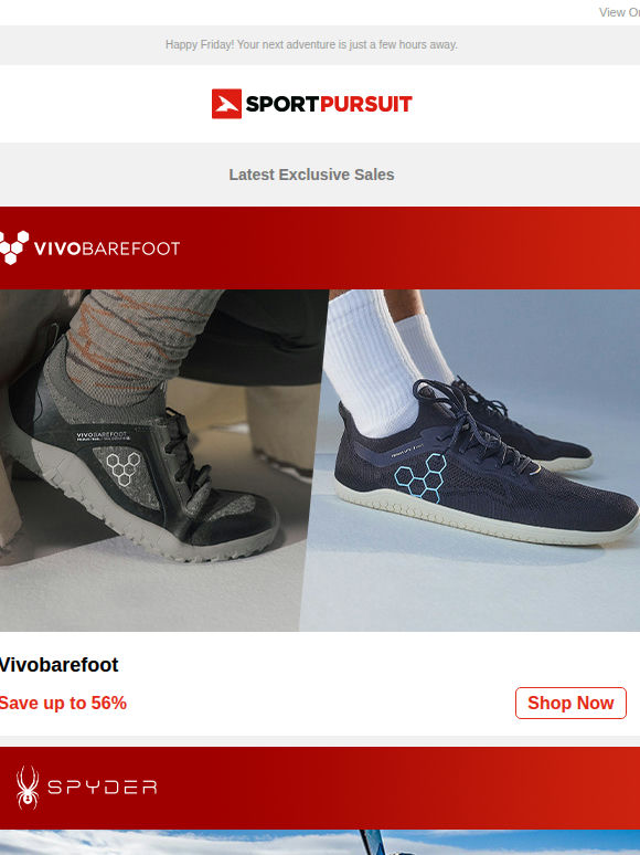Up to 69% Off: Vivobarefoot | Spyder | Helinox | Aigle Wellington Boots | Spring Chill? Borget About It
