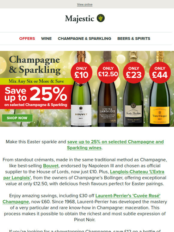 Save up to 25% on Champagne & Sparkling