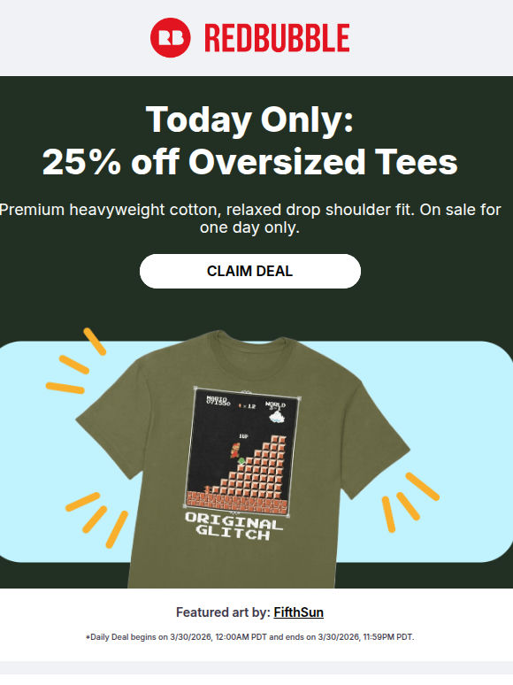 ⏰ TODAY ONLY: 25% off Oversized Tees ⏰