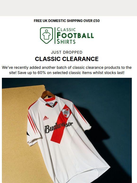 Up to 60% off | CLASSIC CLEARANCE 🔽