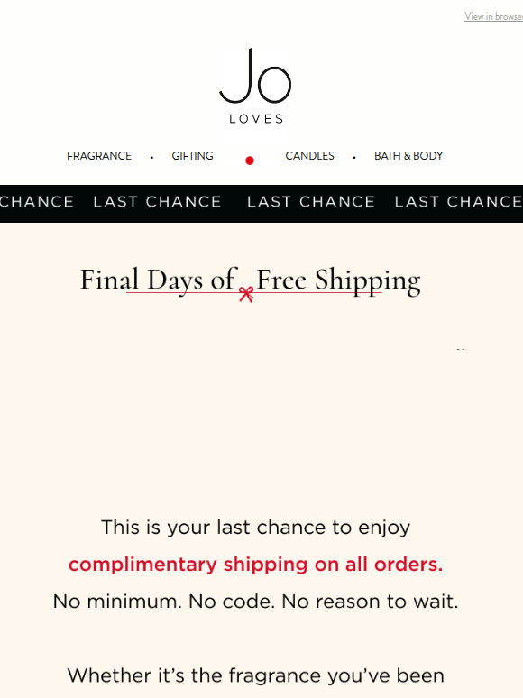 Last Chance: Free Shipping Ends Soon