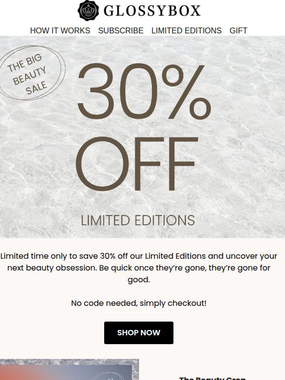 HURRY! 30% Off Limited Editions