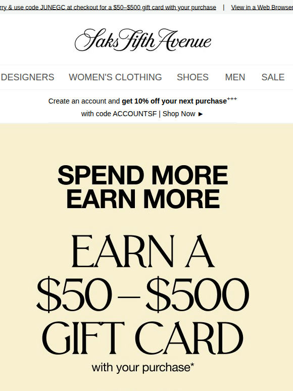 Last chance: Earn up to a $500 gift card before it ends tonight