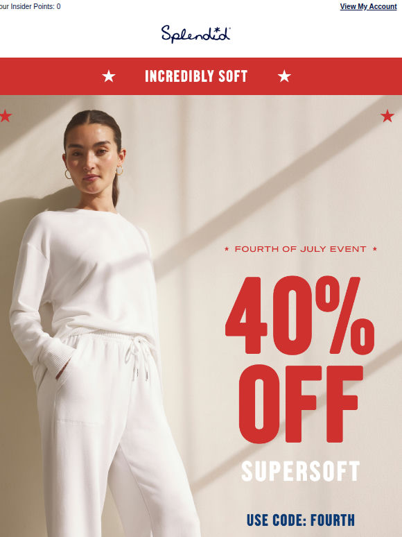 40% OFF. Supersoft Favorites. Go.