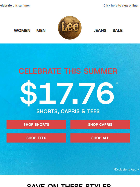 $17.76 capris, shorts, and tees