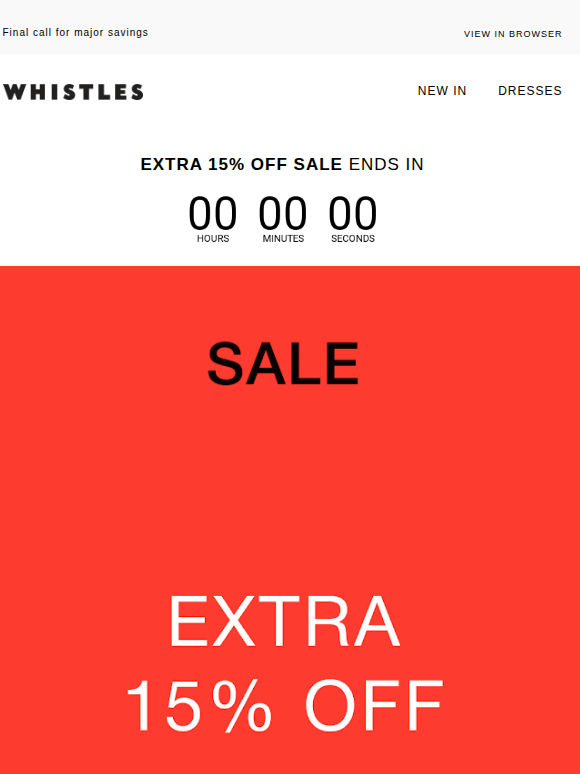 Ends midnight: extra 15% off SALE