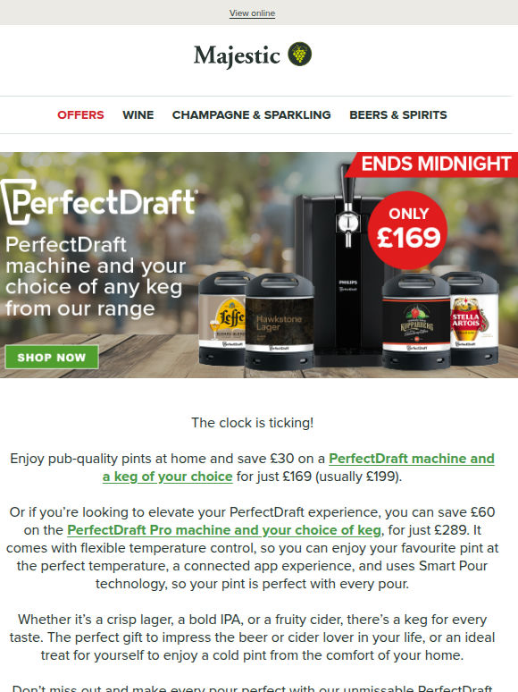 Ends midnight: PerfectDraft machine & keg from only £169!