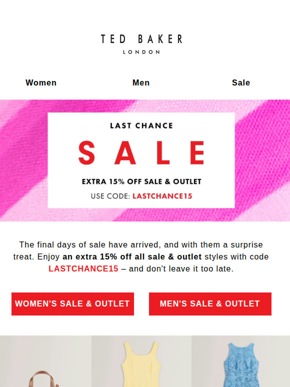 Extra 15% Off Sale & Outlet Starts Now