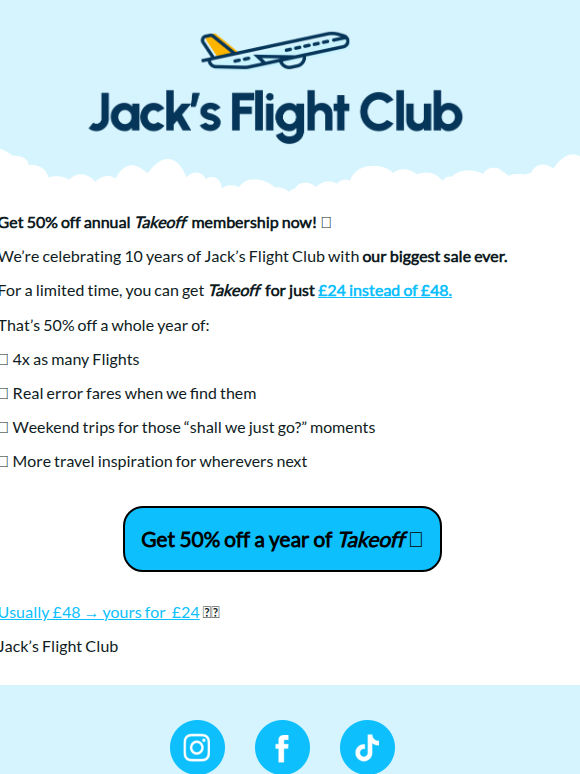 Get 50% off Takeoff membership ✈️
