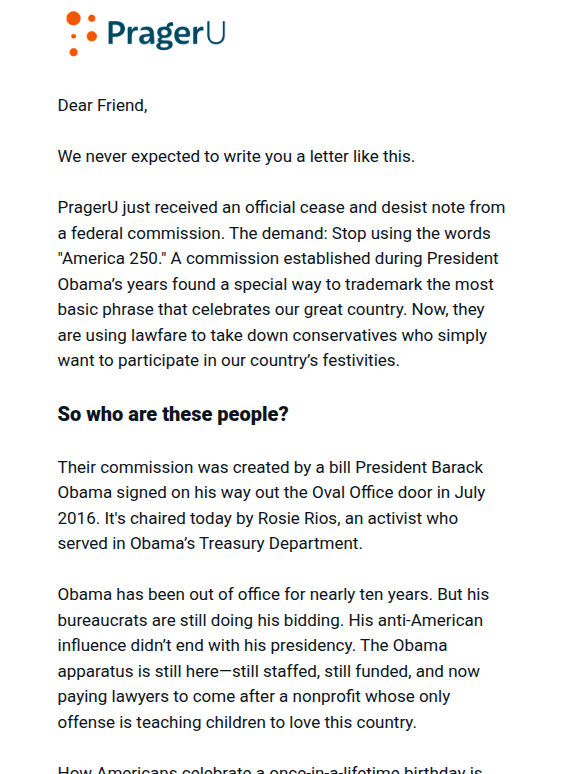 Can Obama’s Commission Legally Sue Americans for Saying “America 250”?