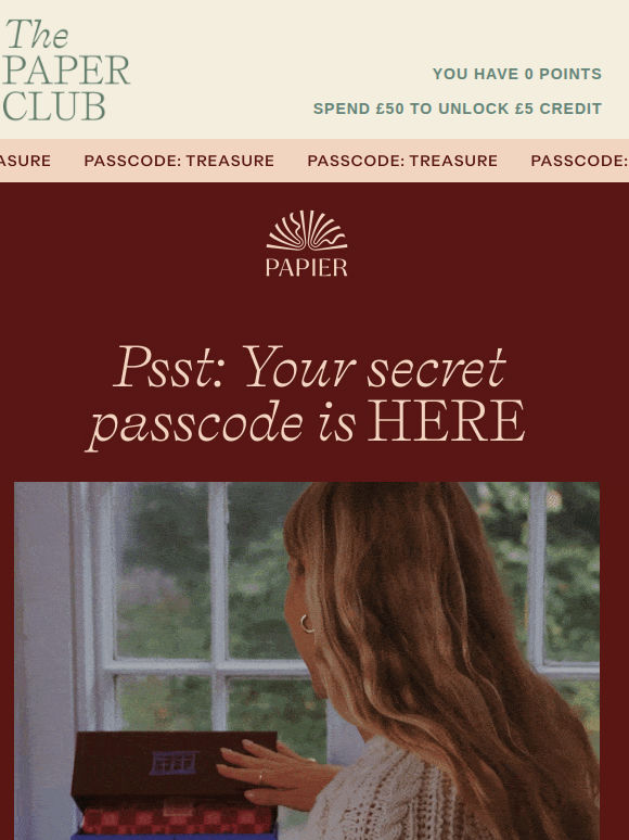 Your passcode is TREASURE  🗝️
