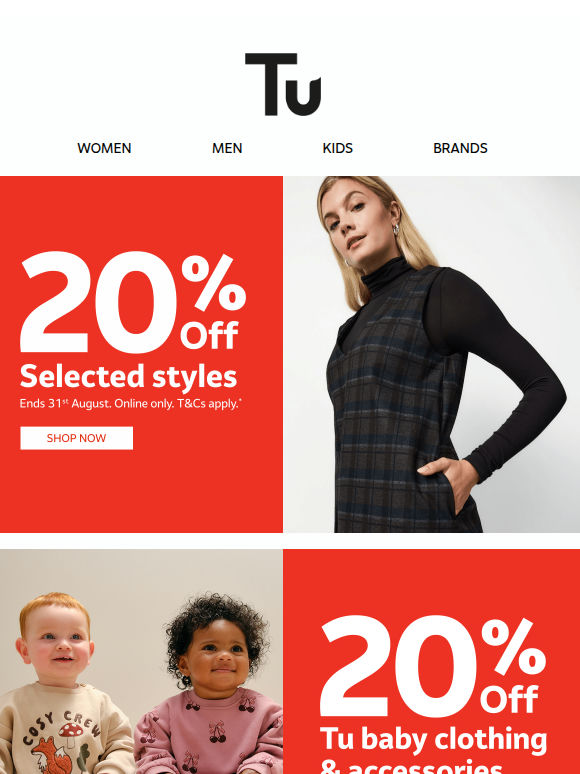 20% off selected styles now on