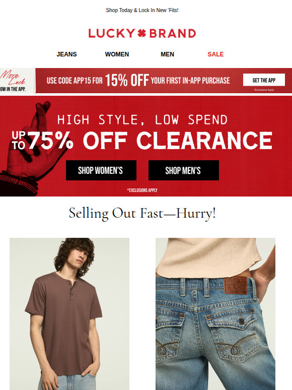 Up To 75% Off Last-Chance Clearance Styles