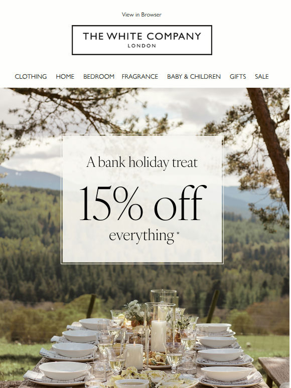 Now on: 15% off everything (including sale)
