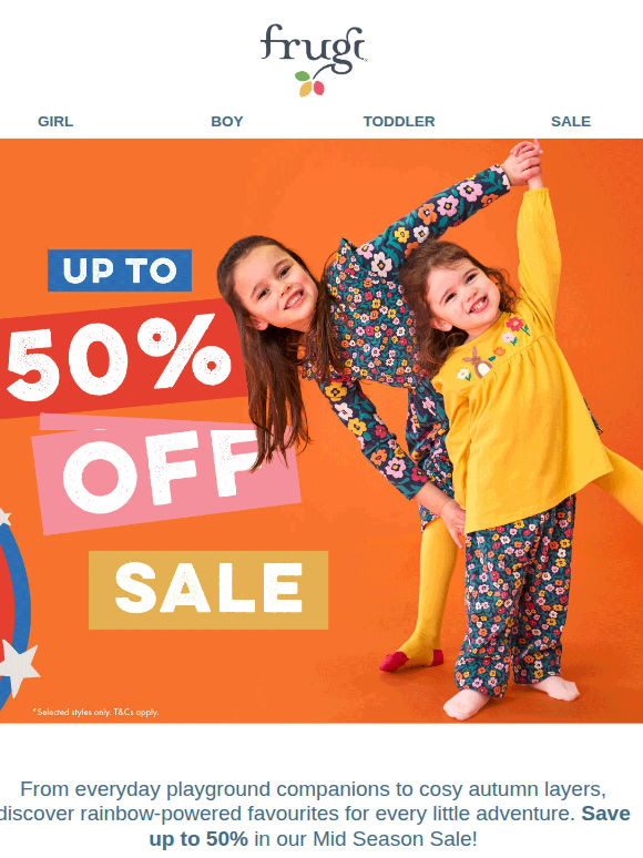 SALE has landed! Up to 50% off 🌈